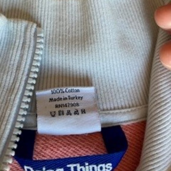 Outdoor Voice XS Cropped  1/4 Zip Collared Sweatshirt Pink & Blue - Picture 6 of 6